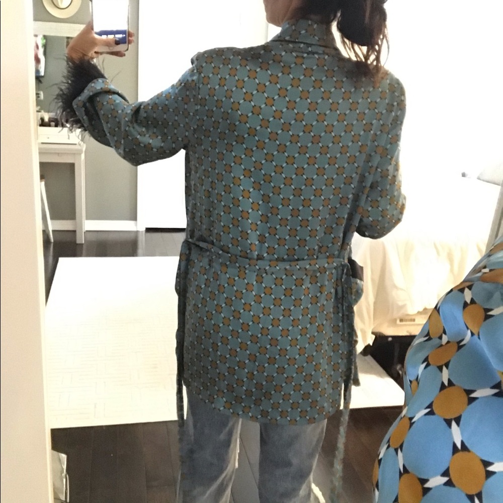 Zara blogger Fav! NWT blue print feather kimono - Picture 6 of 8